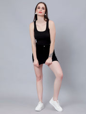Asymmetrical Denim Mini Skirt
