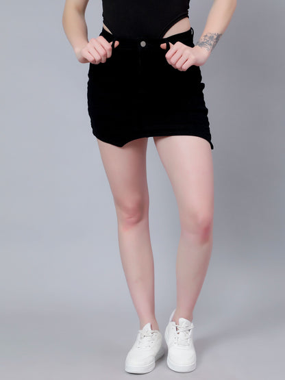 Asymmetrical Denim Mini Skirt