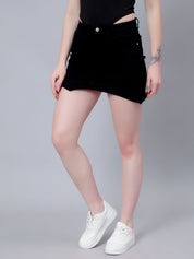 Asymmetrical Denim Mini Skirt