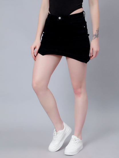 Asymmetrical Denim Mini Skirt
