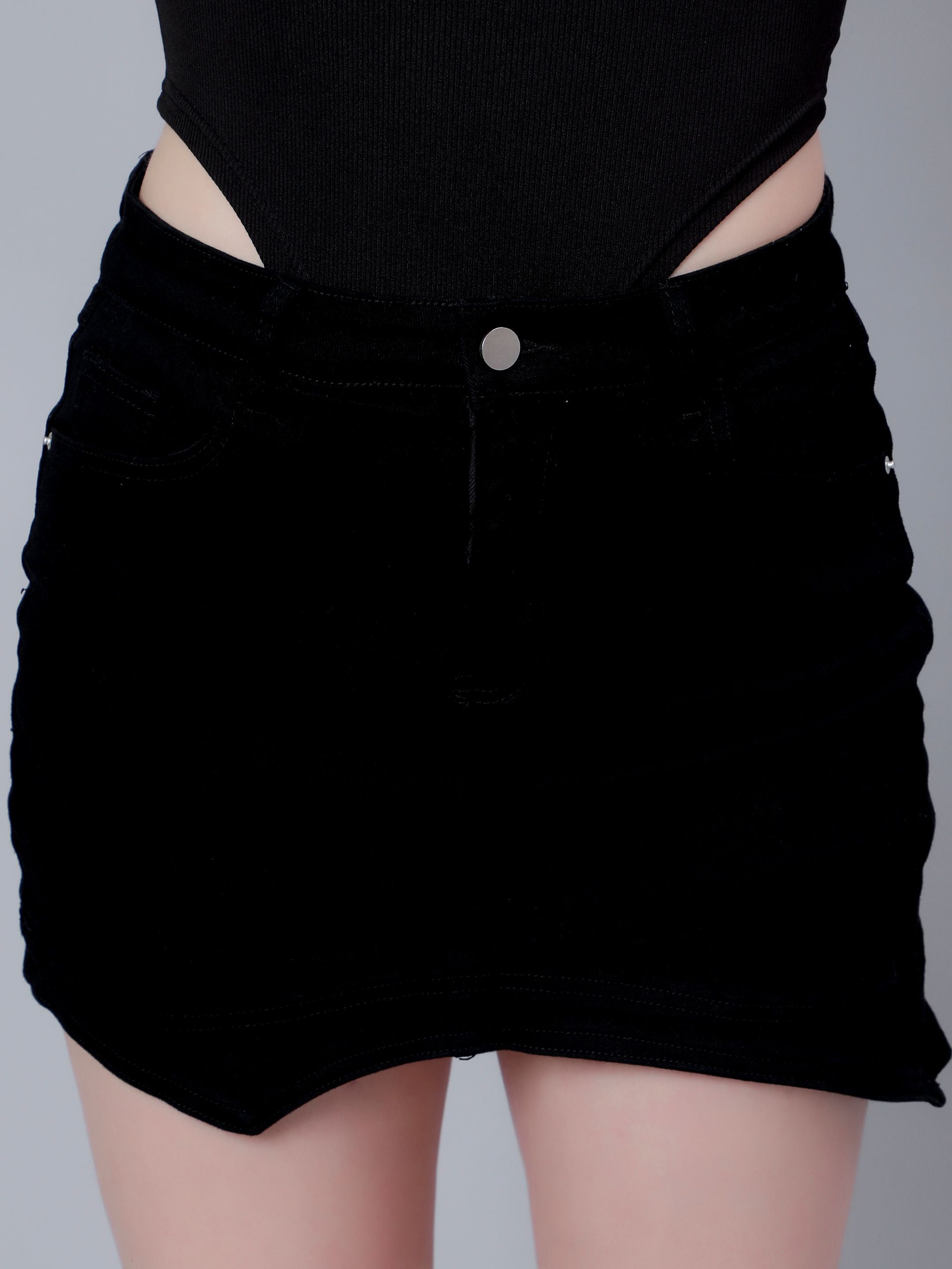 Asymmetrical Denim Mini Skirt