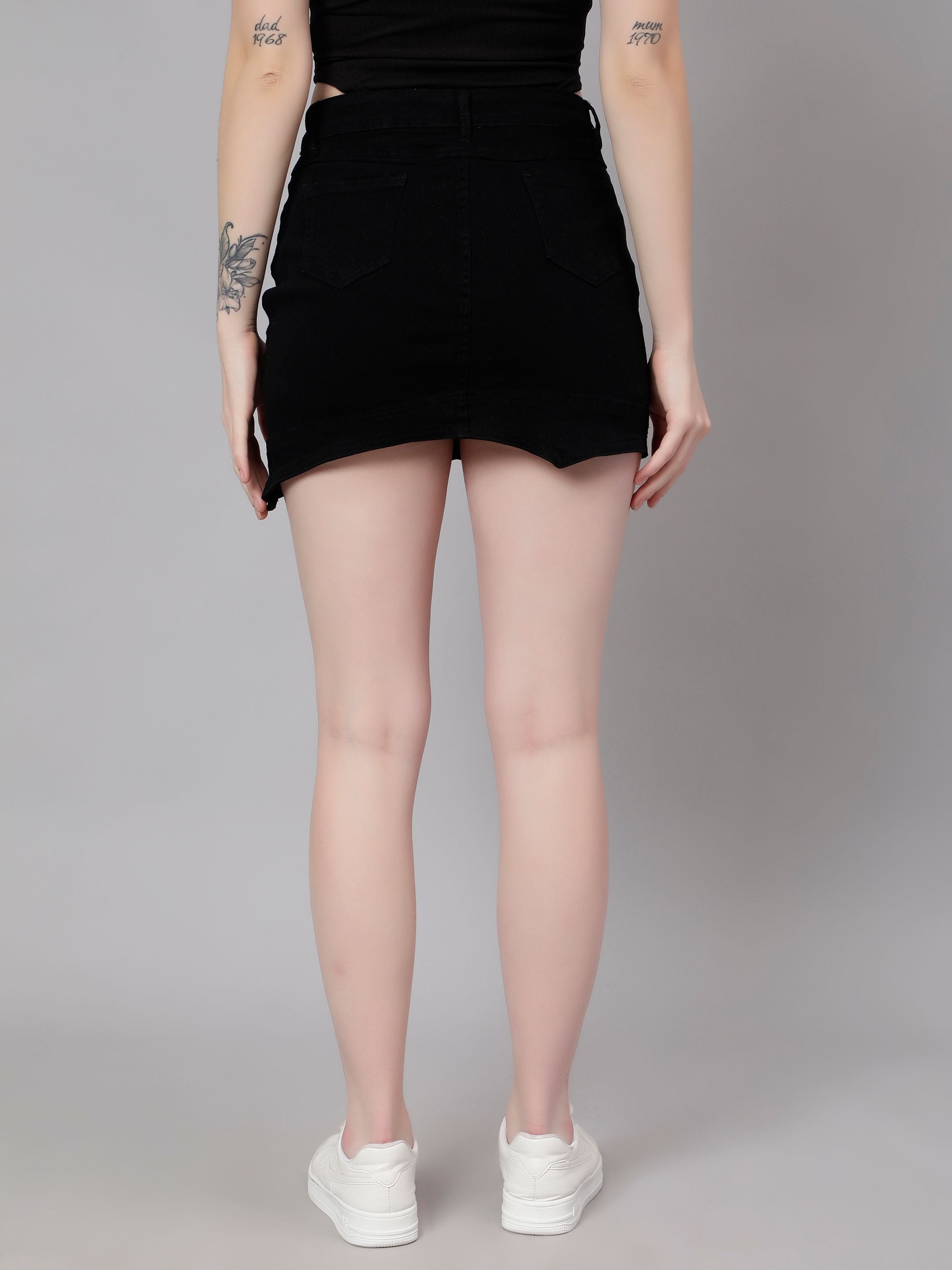 Asymmetrical Denim Mini Skirt