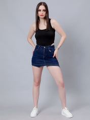 Asymmetrical Denim Mini Skirt
