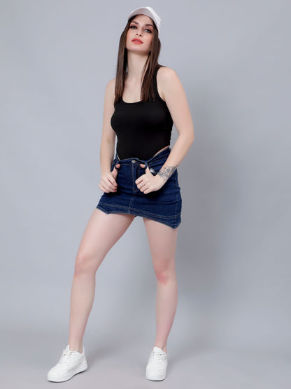 Asymmetrical Denim Mini Skirt