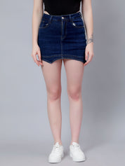 Asymmetrical Denim Mini Skirt