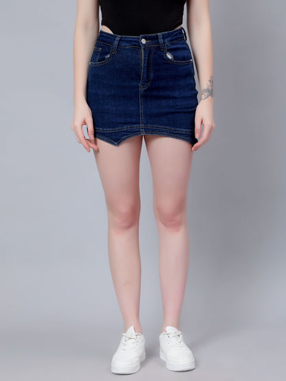 Asymmetrical Denim Mini Skirt