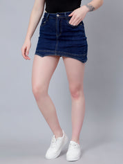 Asymmetrical Denim Mini Skirt