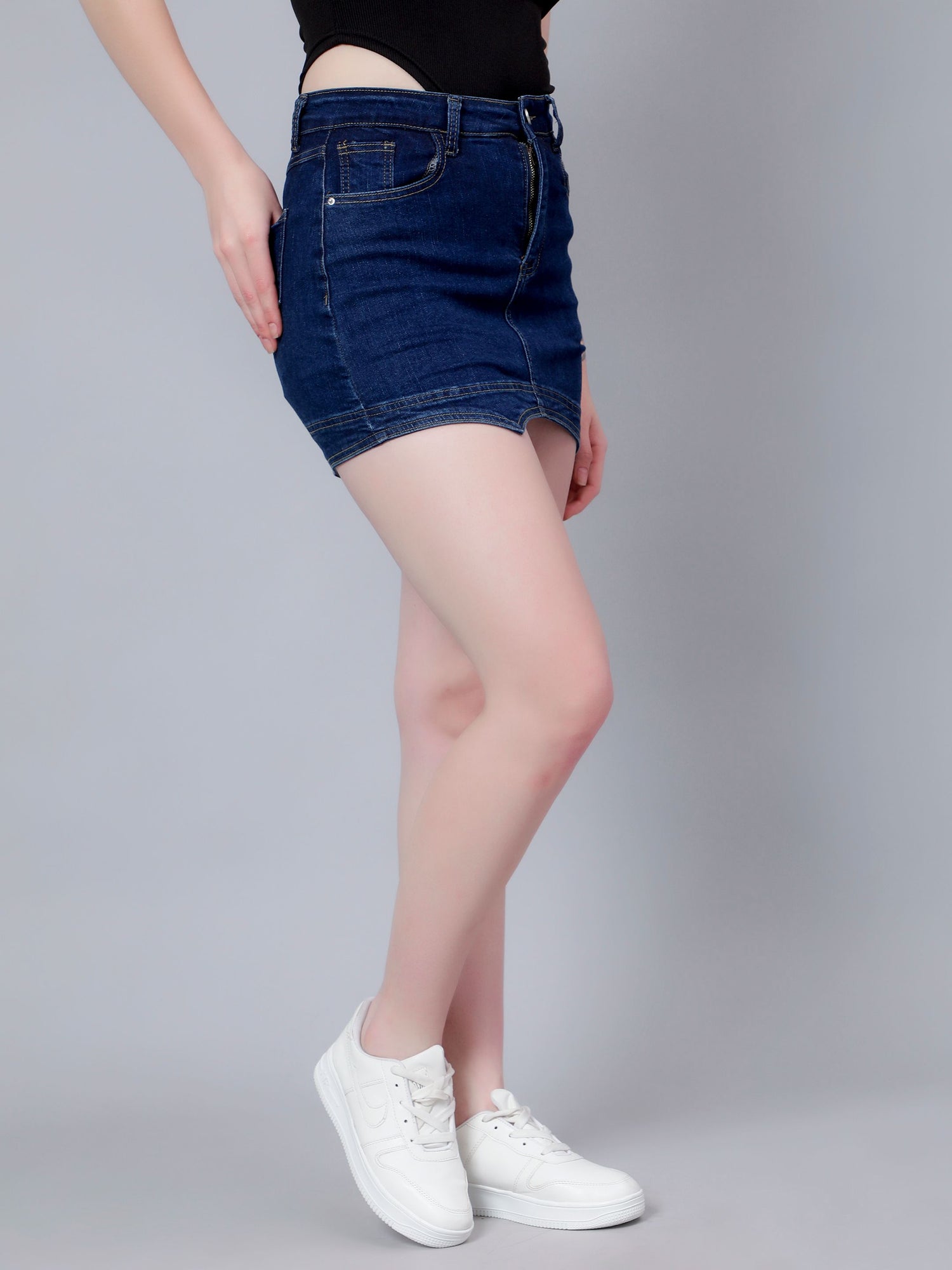 Asymmetrical Denim Mini Skirt
