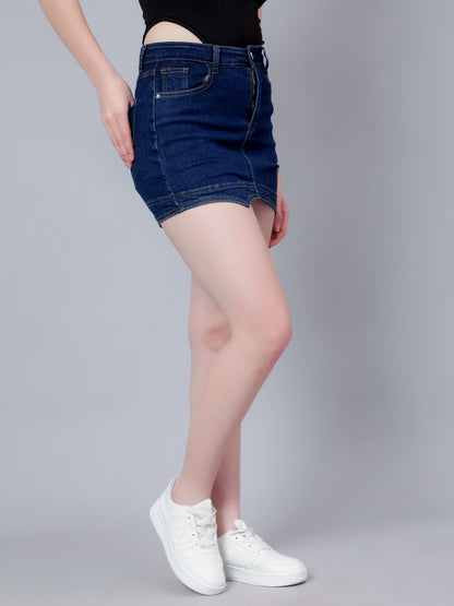 Asymmetrical Denim Mini Skirt