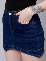 Asymmetrical Denim Mini Skirt