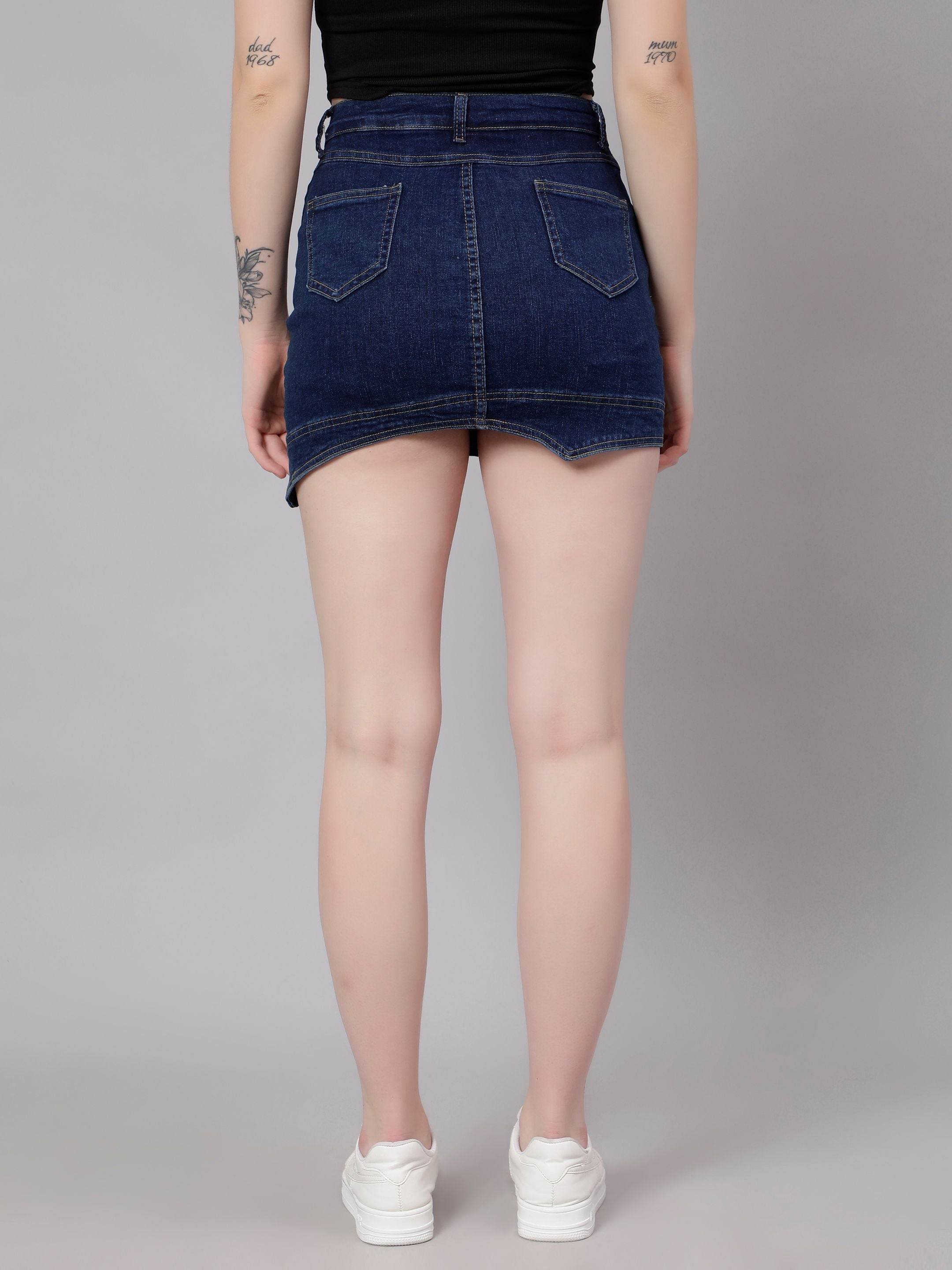 Asymmetrical Denim Mini Skirt
