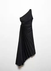 One-Shoulder Pleated Maxi Dress