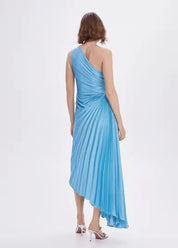 One-Shoulder Pleated Maxi Dress