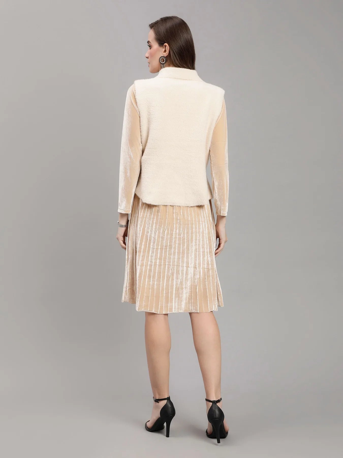 Sleeveless Jacket and Dress Set