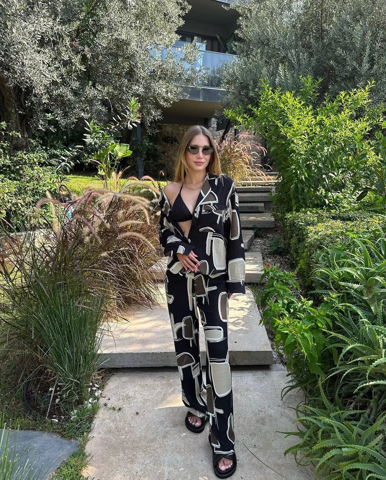 Abstract Printed Two-Piece Set