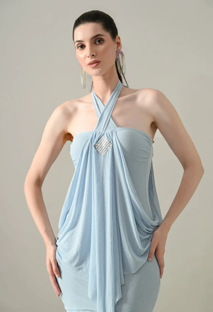 Drape Halter Mini Dress