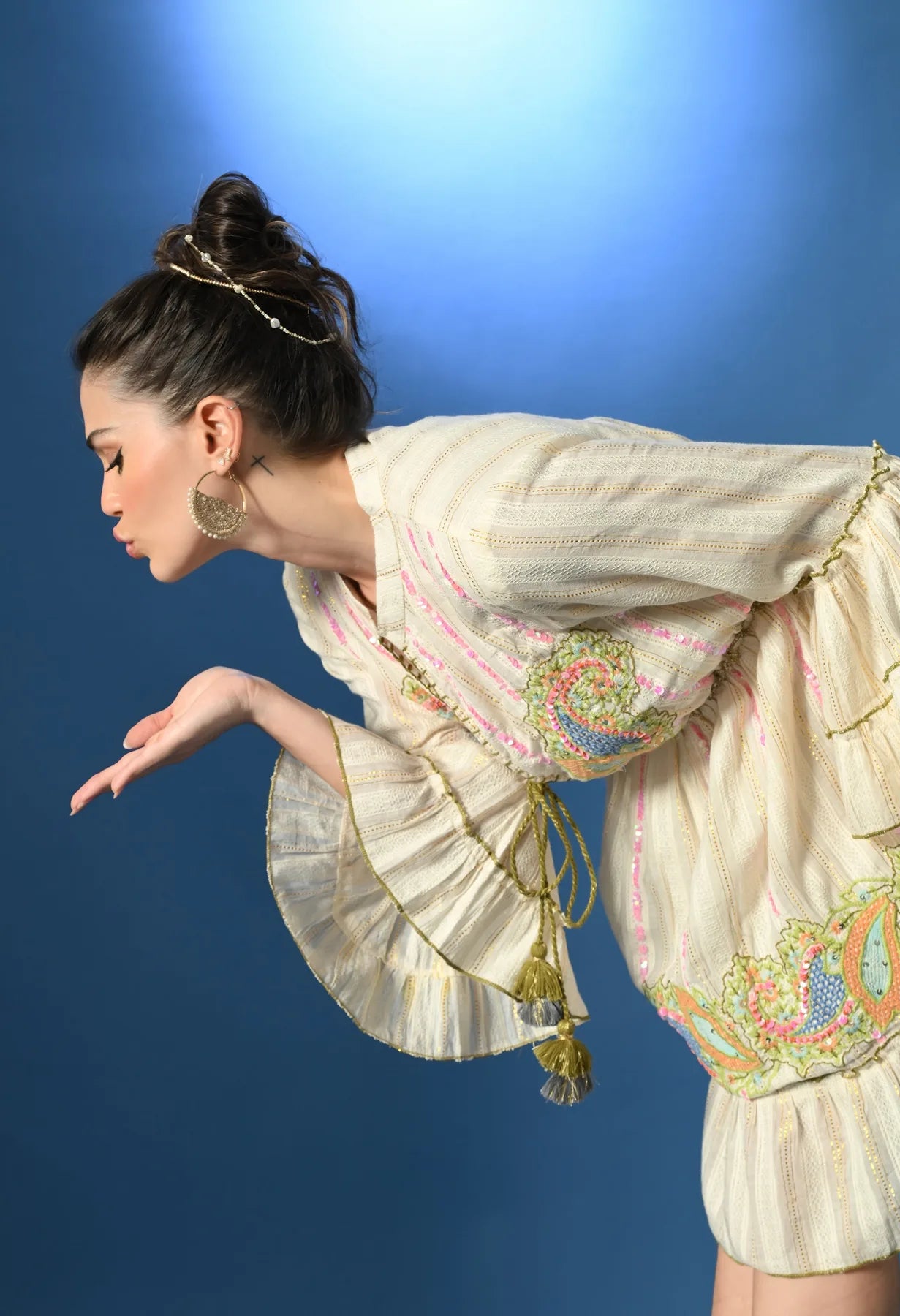 Olive Paisley Charm Short Dress