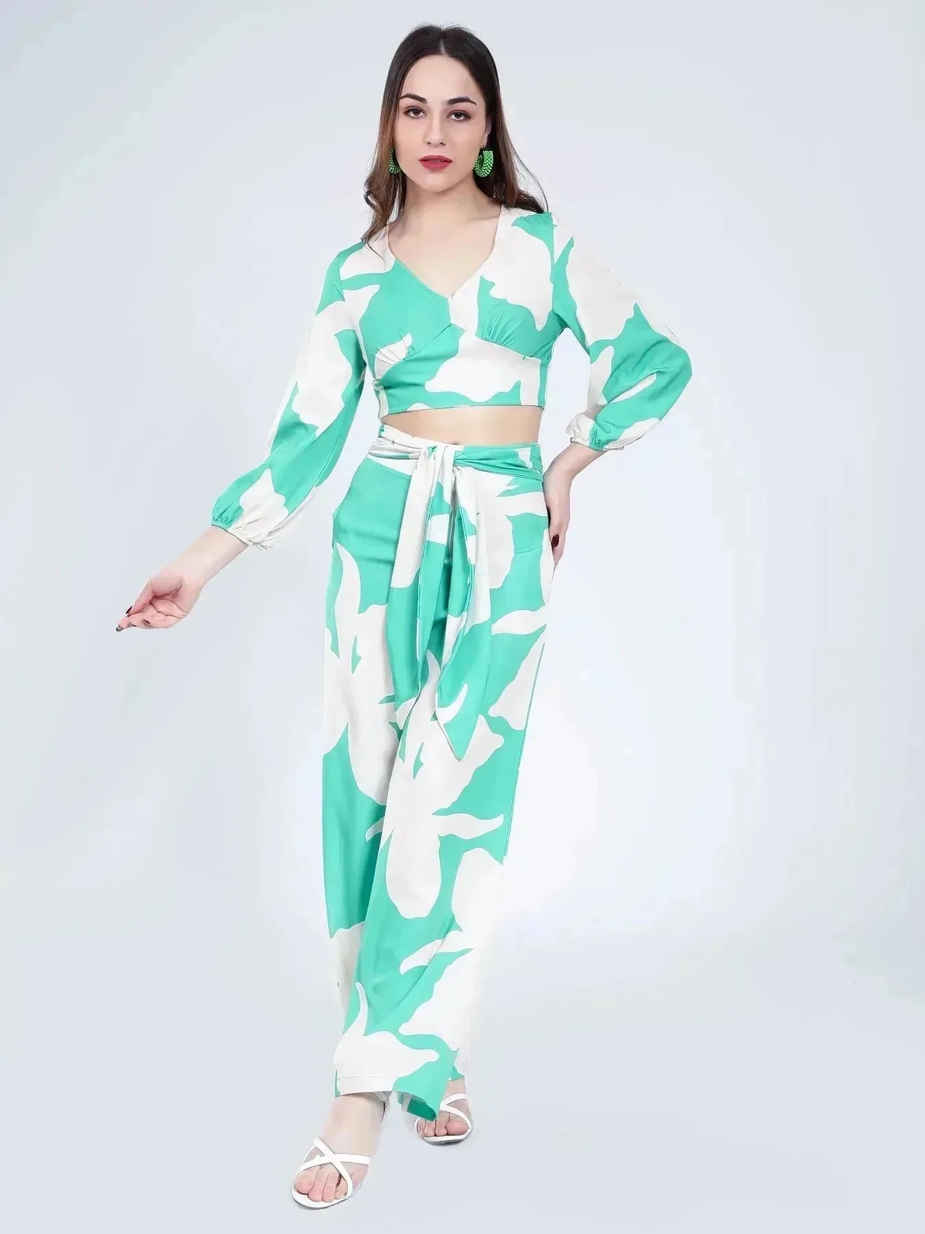 Belted Floral Two-Piece Set