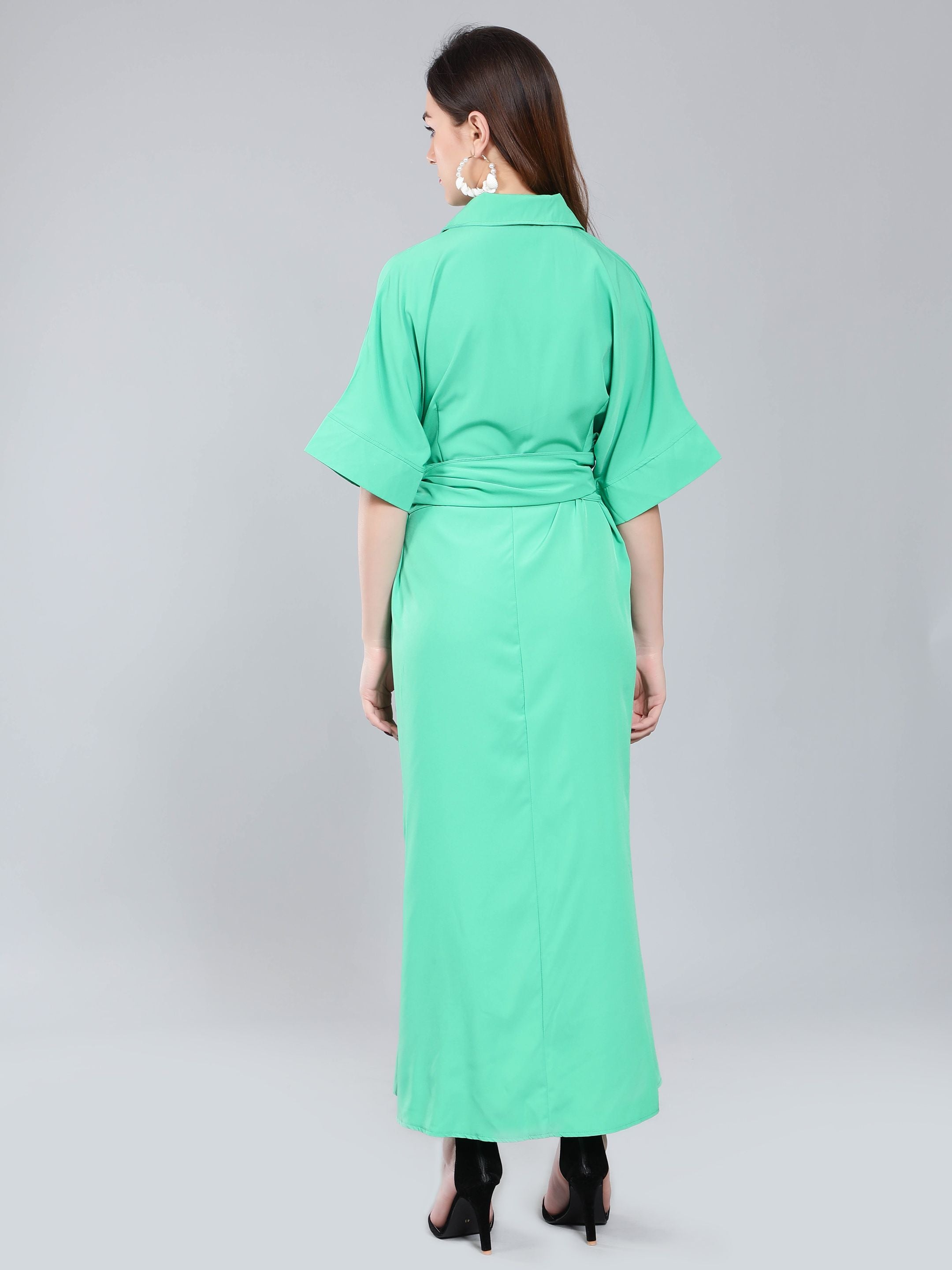 Cinched Waist Belted Shirt Dress