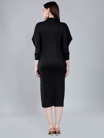 Jewel Neck Pleated Dress