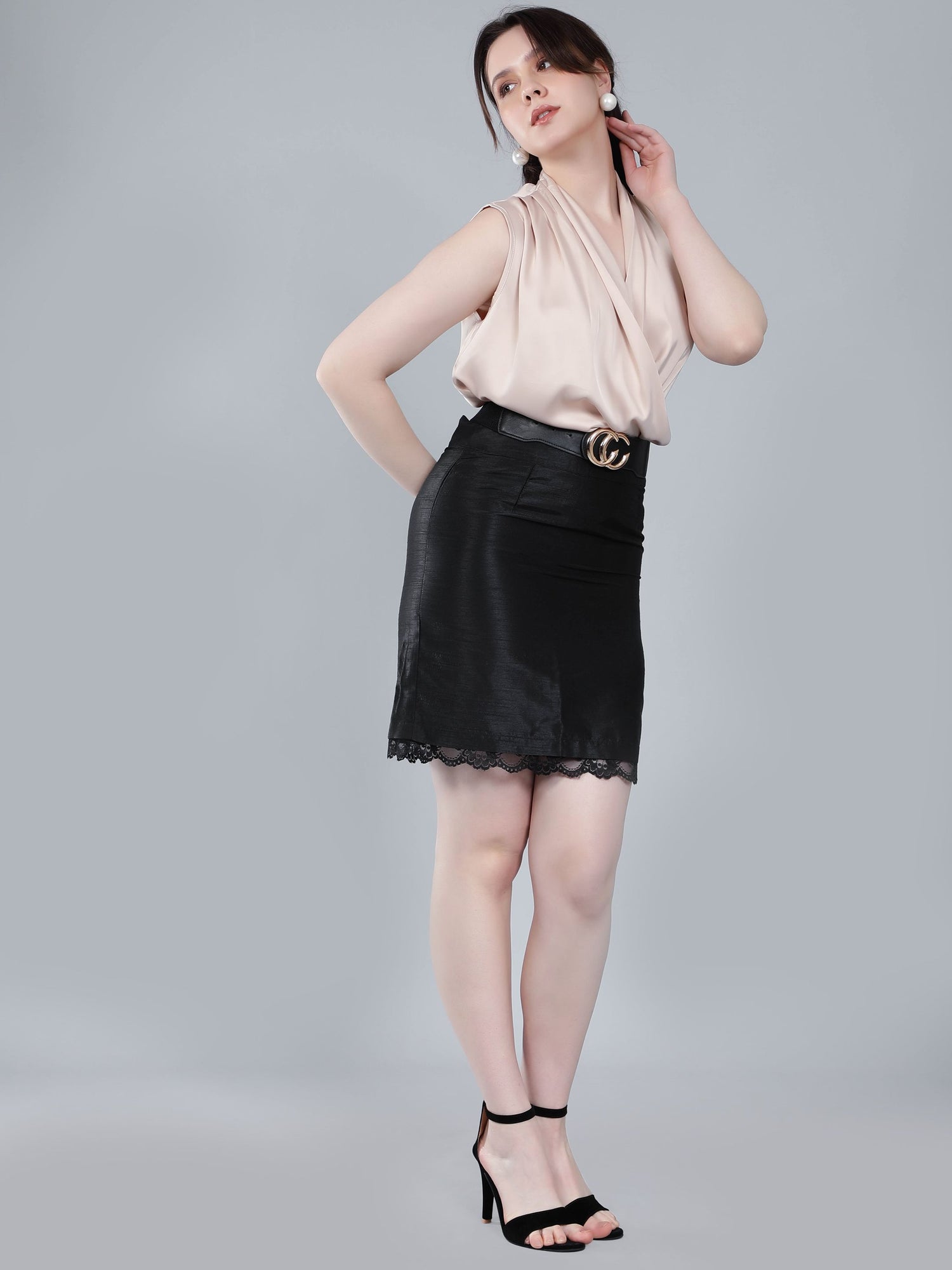 Wrap Front Sleeveless Blouse
