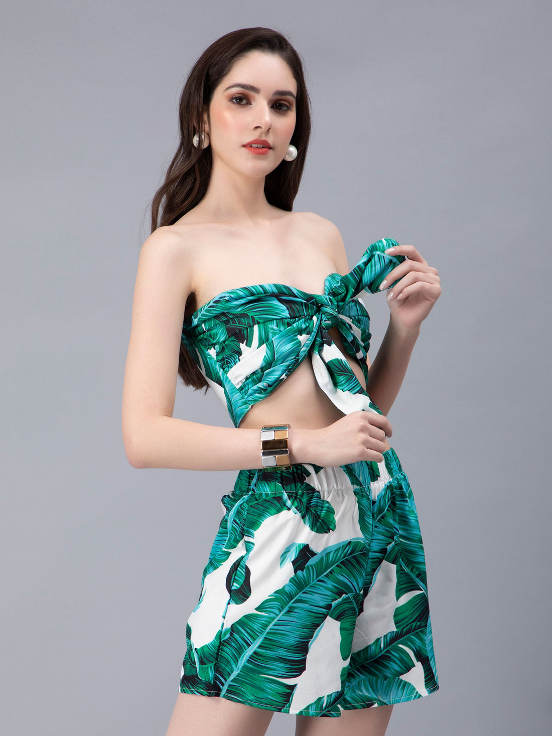 Front Knot Tube Top and Shorts Set