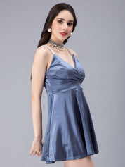 Pearl Straps Front Overlap Dress