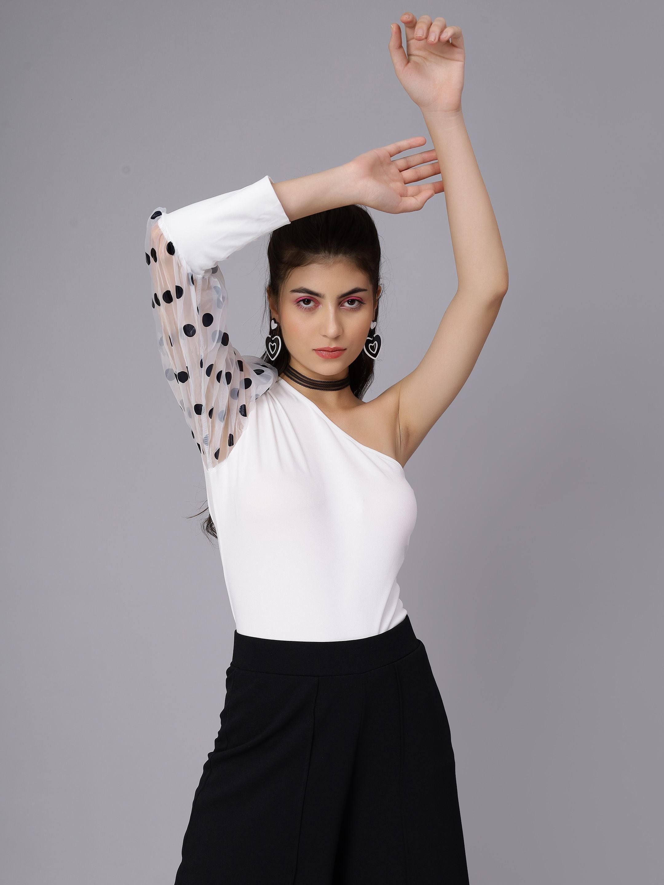 Sexy One Shoulder Dotted Blouse