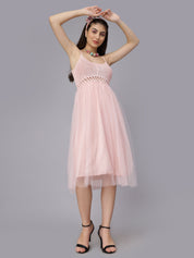 Summer Crochet Tulle Midi Dress