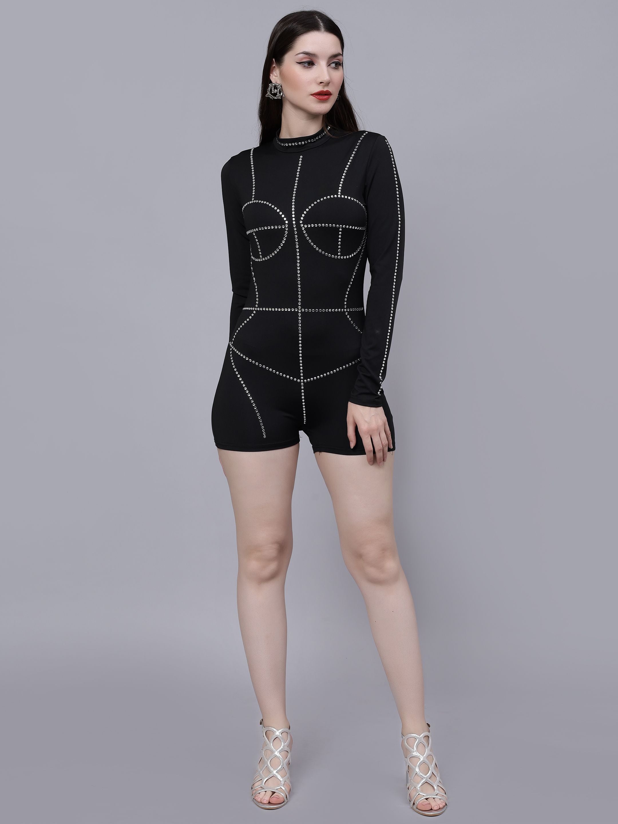 Rhinestone Stickon Detail Playsuit