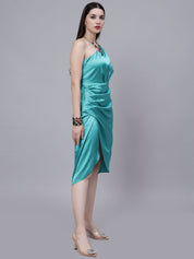 Off Shoulder Satin Midi Dress