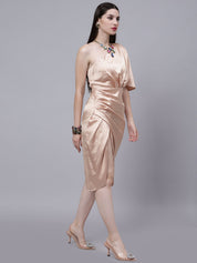 Off Shoulder Satin Midi Dress