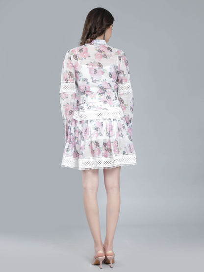 Lace Floral Belted Dress