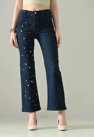 Rhinestone Radiance Denim Jeans