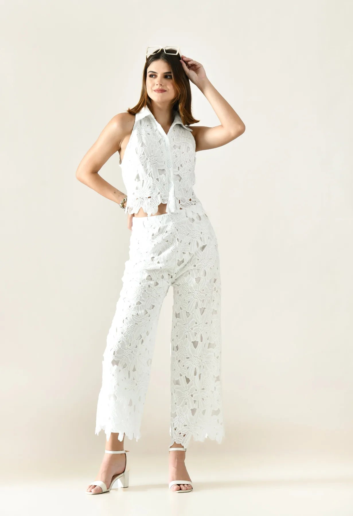 Floral Hollow Lace Co-ord Set