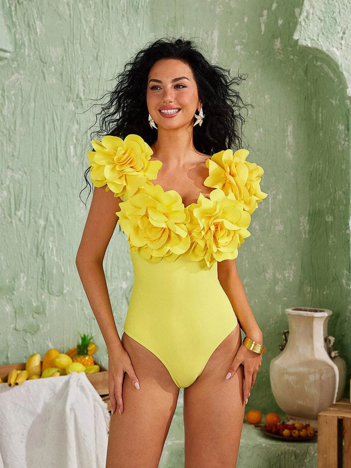 Flower Monokini With Skirt