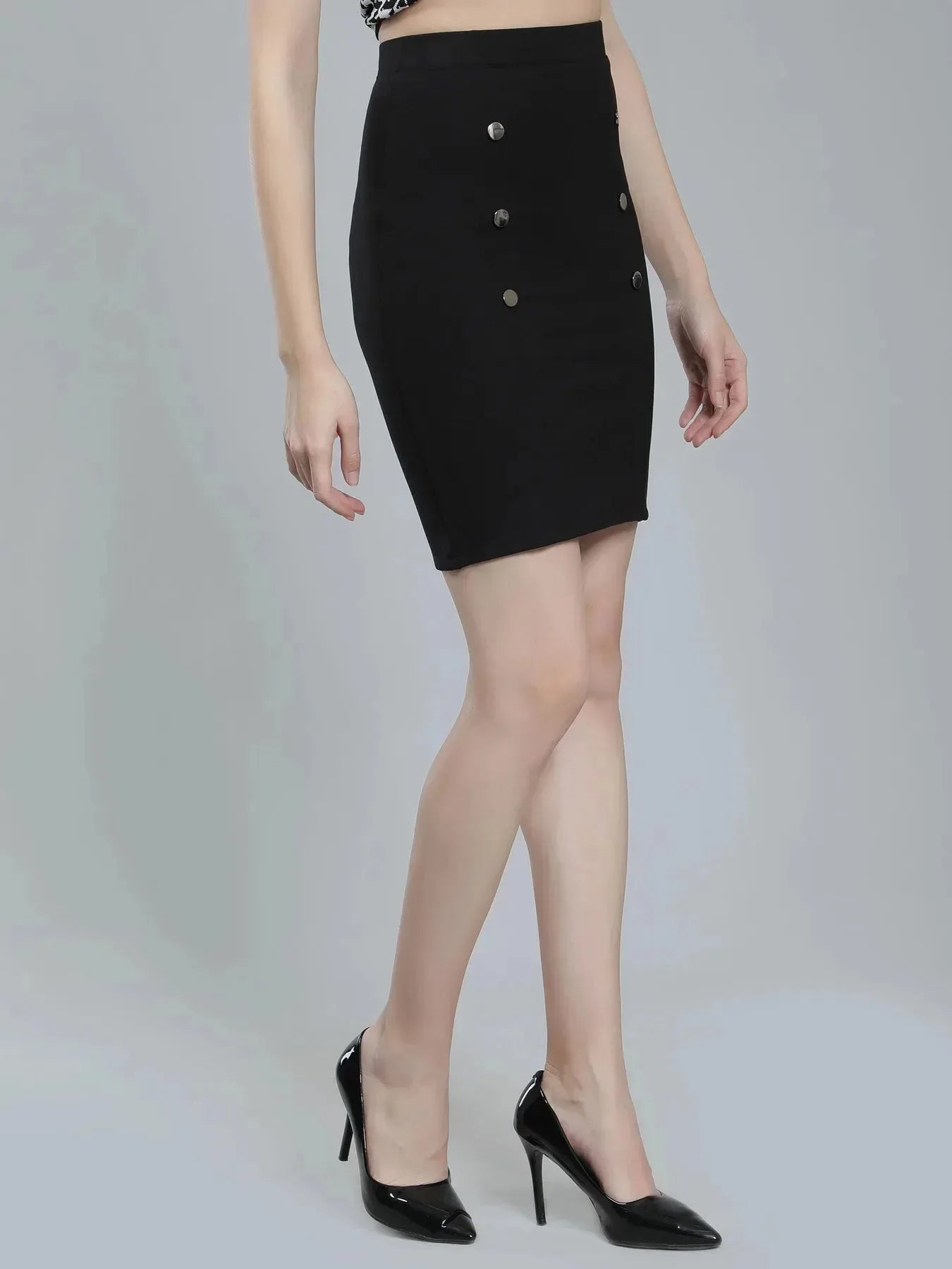 Button Accents Short Skirt