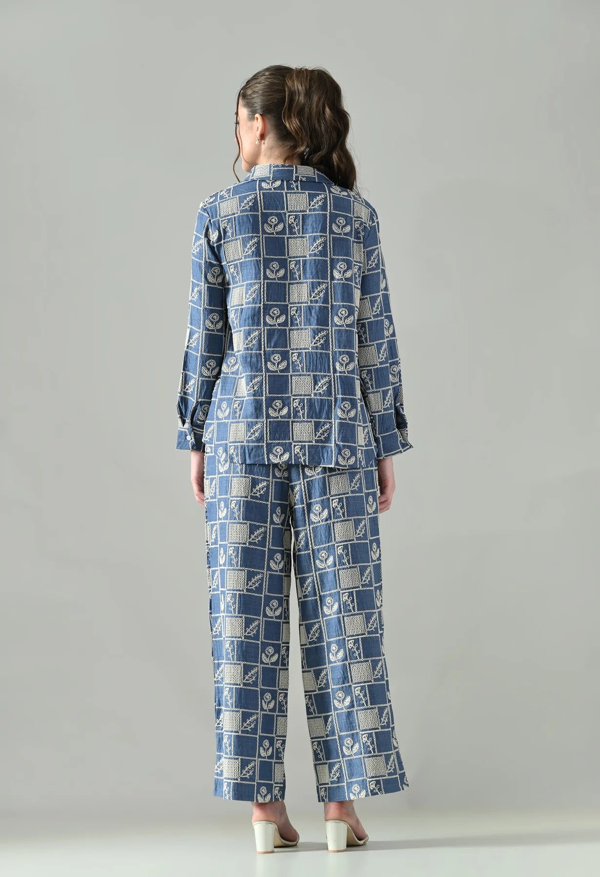 Floral Cube Embroidered Co-ord Set