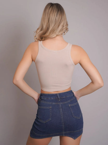 Padded Ribbed Crop Top