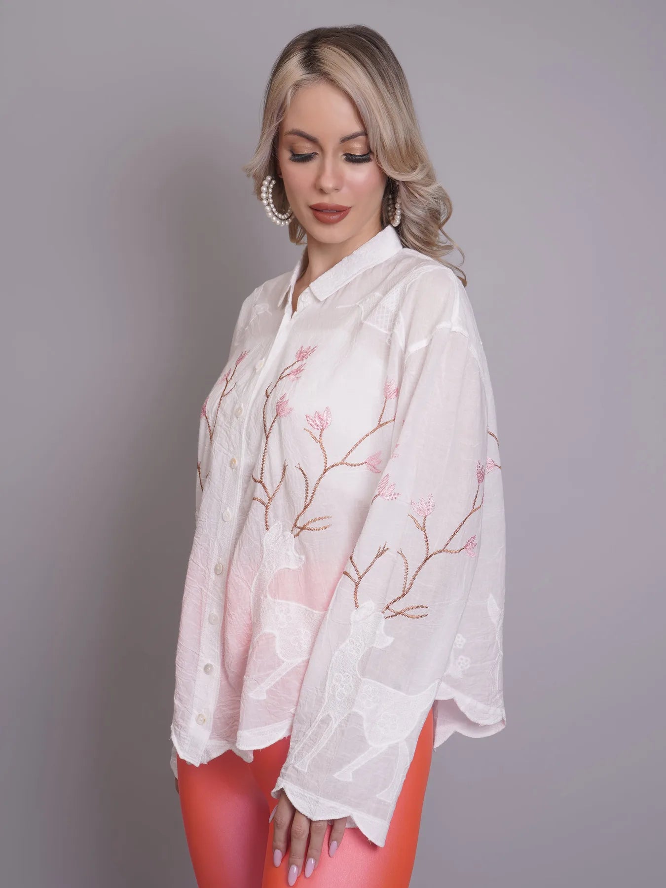 Deer Embroidered Shirt