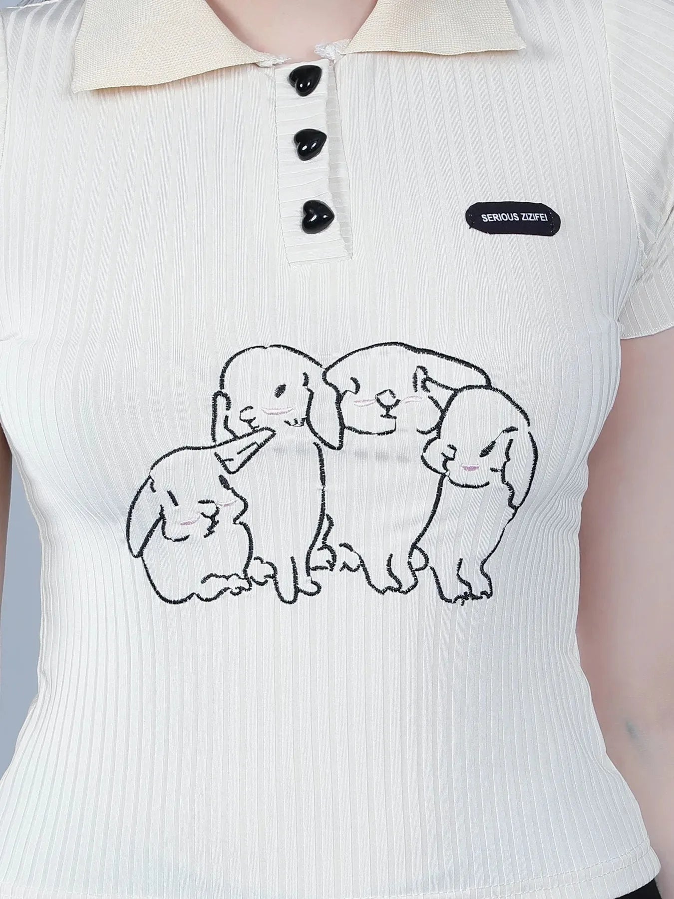 Heart Button Knitted T-shirt