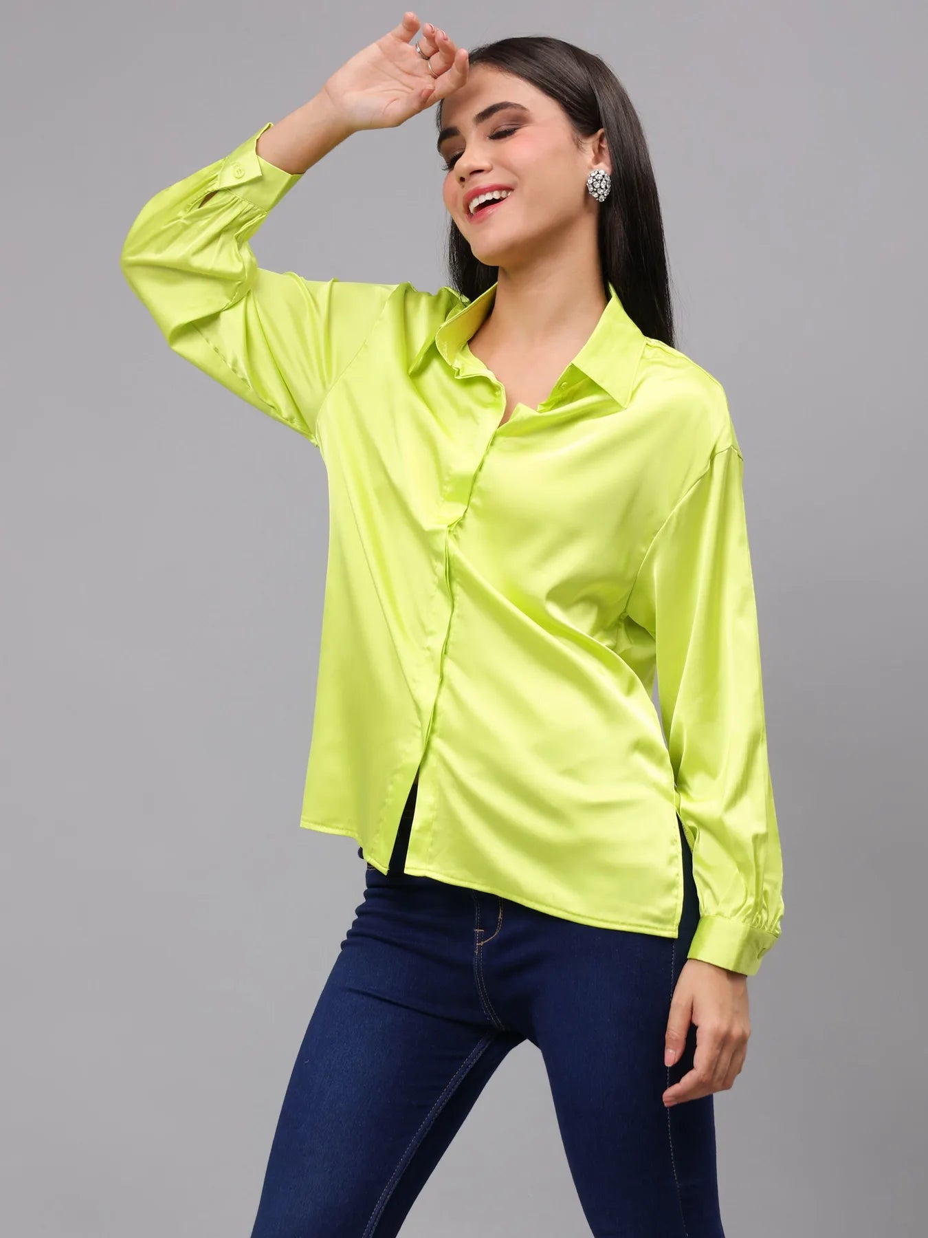 Elegant Ribbon Satin Shirt