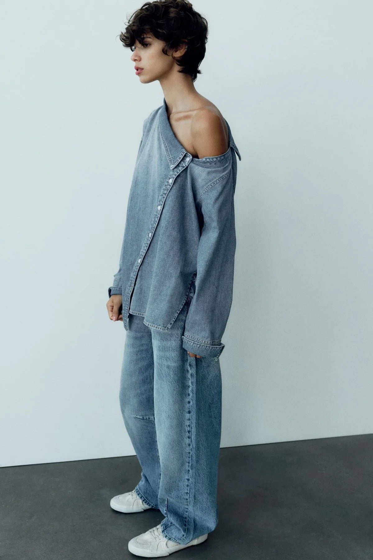 Asymmetric Denim Shirt