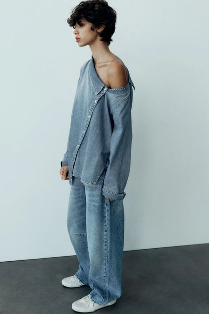 Asymmetric Denim Shirt