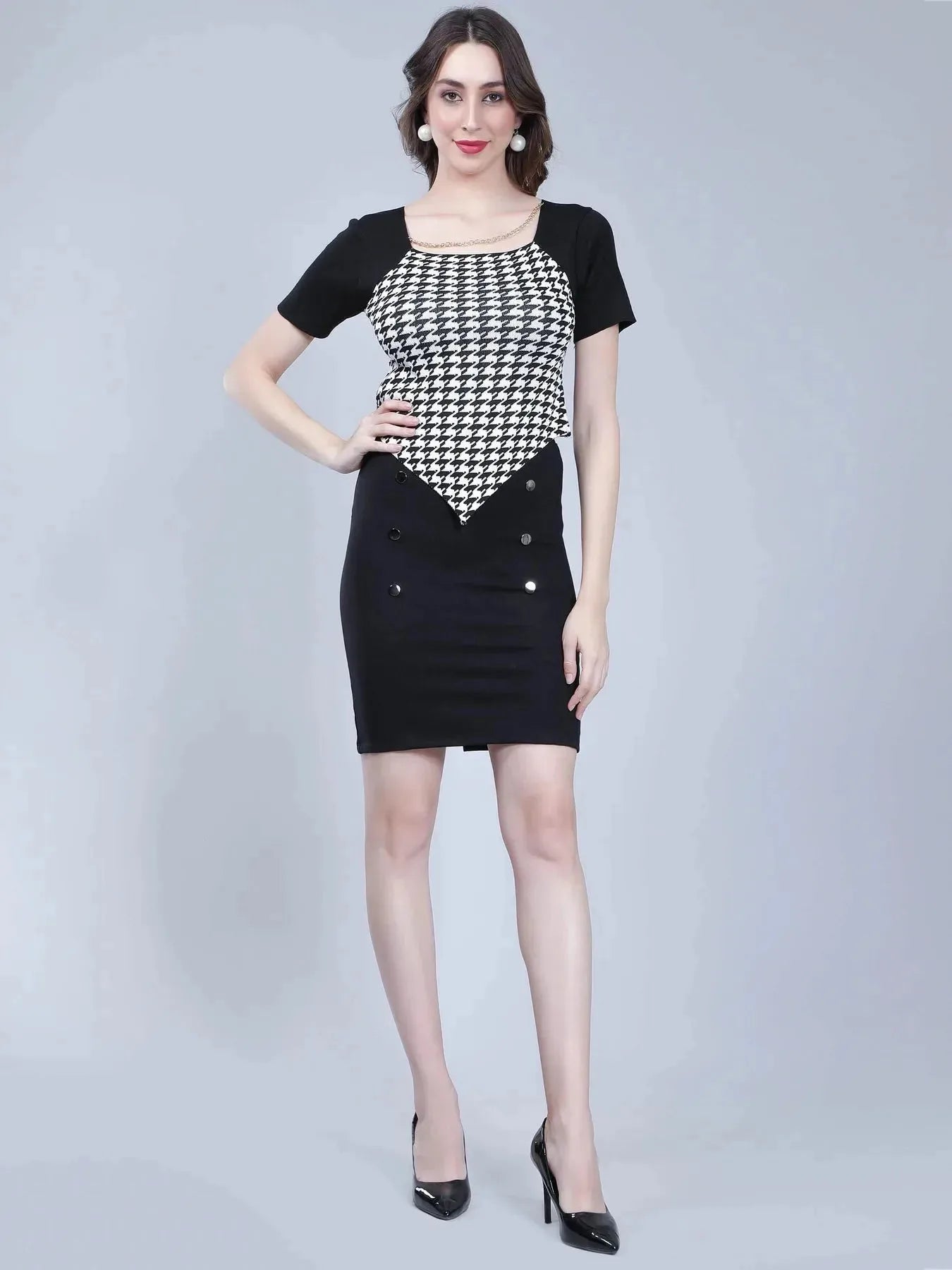 Button Accents Short Skirt