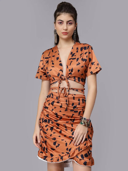 Leopard Print Ruffle Short Dress