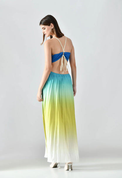 Gradient Pleated Maxi Dress