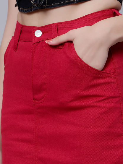 High Waist A-line Denim Skirt