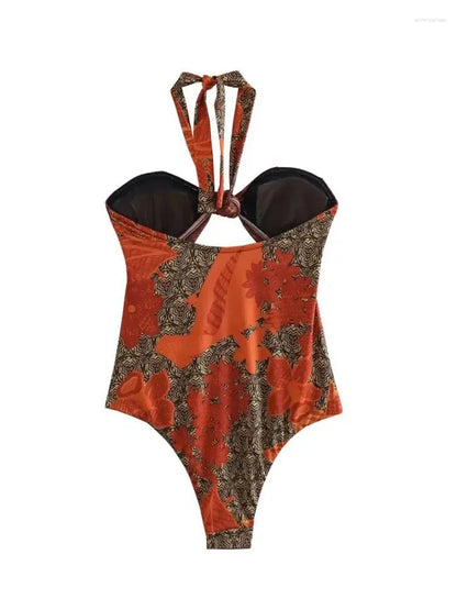 Hollow Out Printed Monokini
