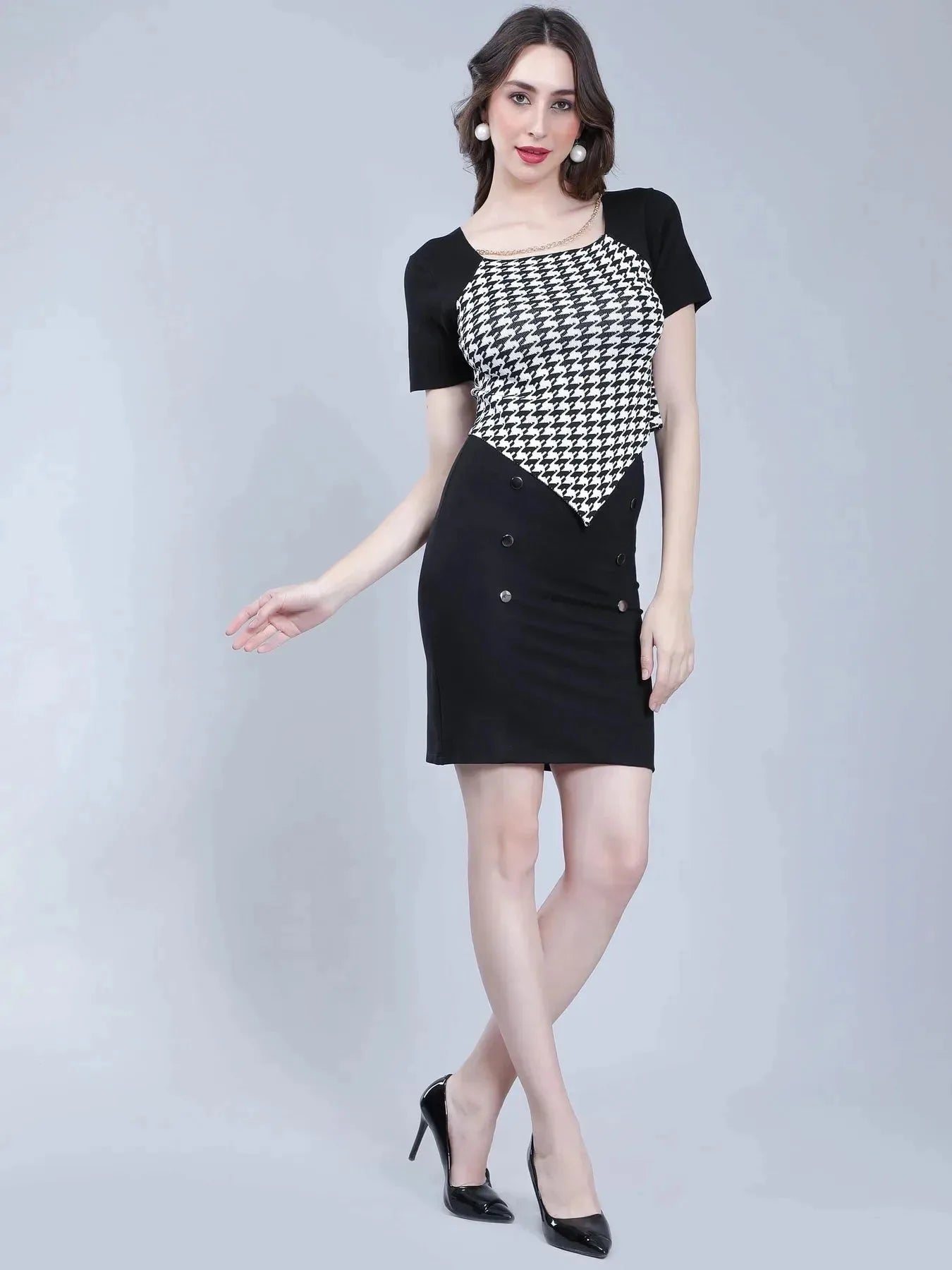 Button Accents Short Skirt